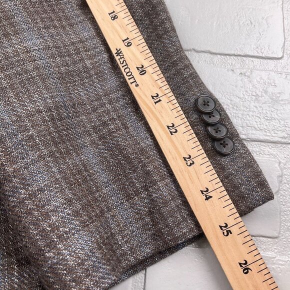 Joseph Abboud Blazer Men 52R Brown Blue Plaid Heritage E Thomas Wool Silk Jacket - Picture 10 of 13